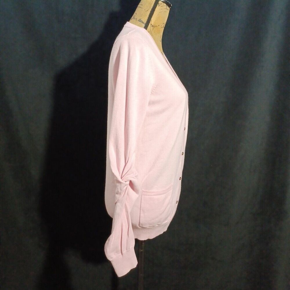 Sundance Cardigan MED Pastel Pink Merino Wool Long Sl Pocket Lightweight Sweater - Picture 3 of 6